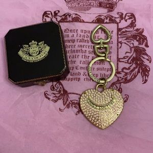 Juicy couture bag charm keychain pink crystals